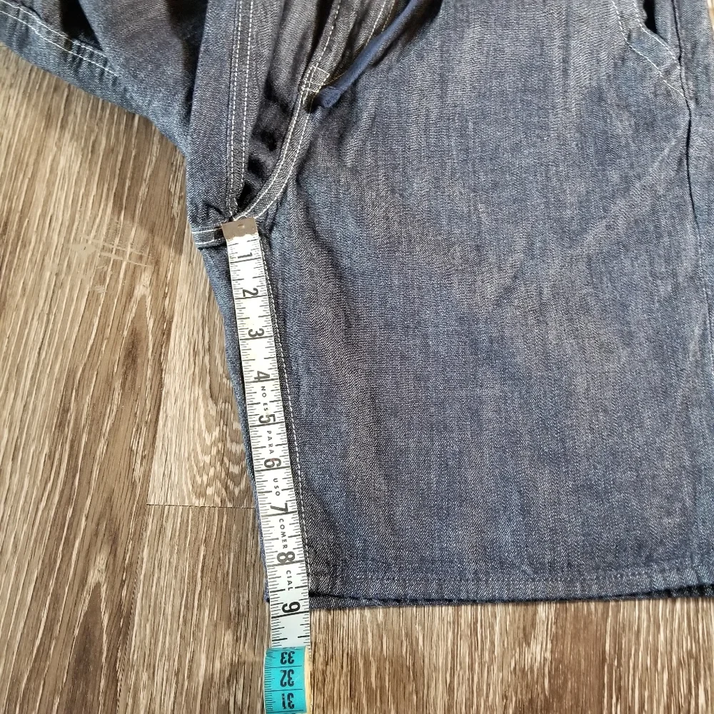 Gap Blue Denim Minimalist Pleated Drawstring Jean Jhort Shorts NWT Size Small